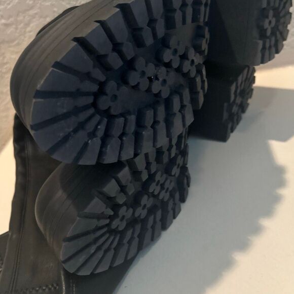 Madden Girl Women's Size 10 Tall Platform Boots Black Leather Chunky Knee High - Picture 10 of 15